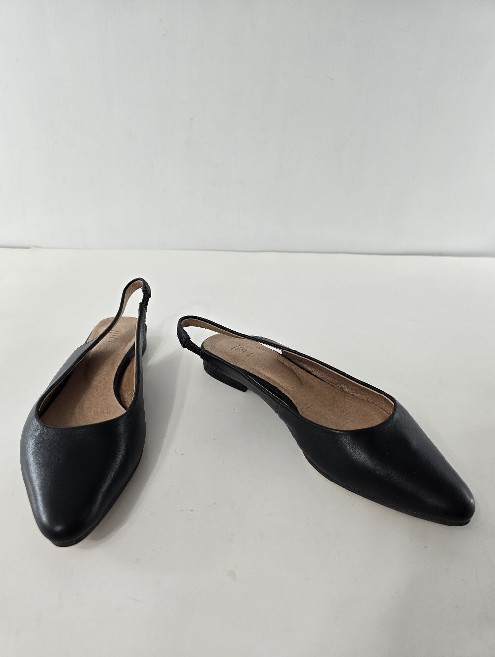 J Jill Kara Leather Pointed Toe Slingback Black Minimalist Closed Toe Shoes Sz 7 - Picture 2 of 10